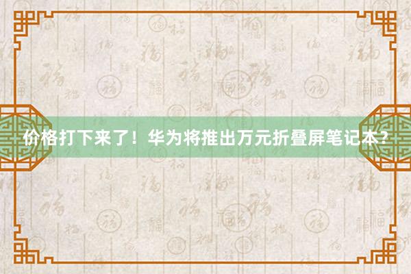 价格打下来了！华为将推出万元折叠屏笔记本？