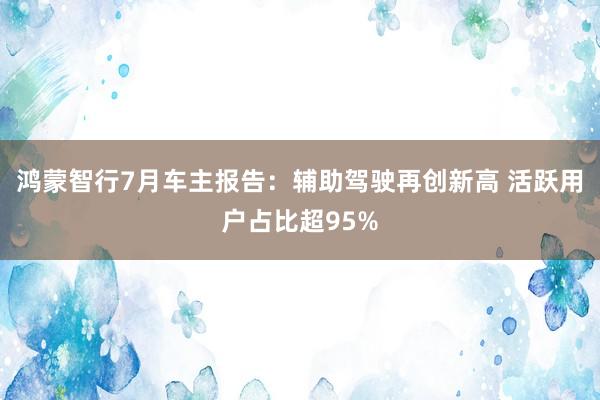 鸿蒙智行7月车主报告：辅助驾驶再创新高 活跃用户占比超95%
