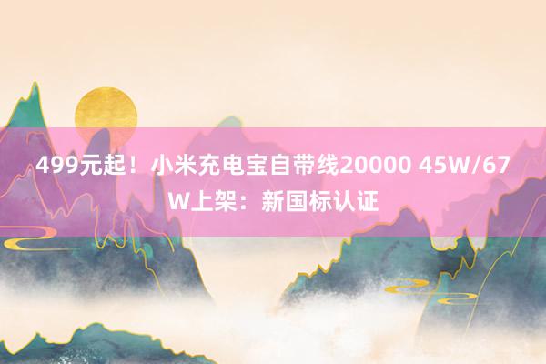 499元起！小米充电宝自带线20000 45W/67W上架：新国标认证