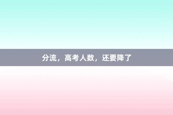分流，高考人数，还要降了