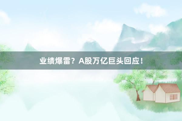 业绩爆雷？A股万亿巨头回应！