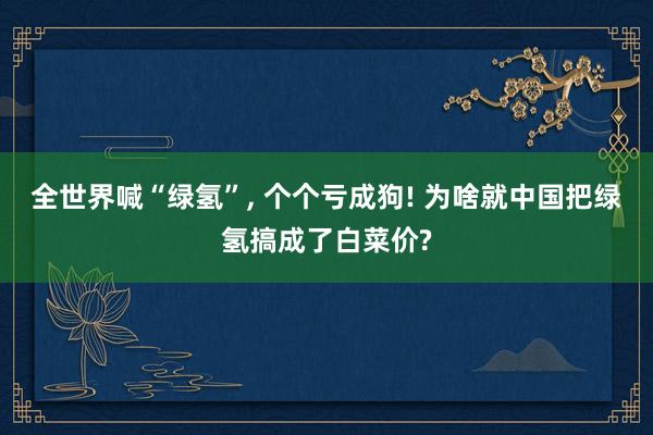 全世界喊“绿氢”, 个个亏成狗! 为啥就中国把绿氢搞成了白菜价?