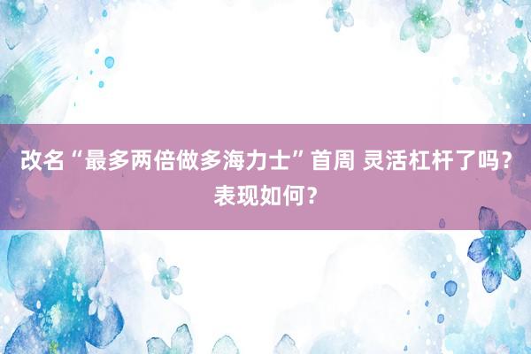 改名“最多两倍做多海力士”首周 灵活杠杆了吗？表现如何？