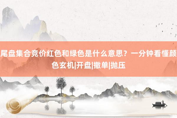 尾盘集合竞价红色和绿色是什么意思？一分钟看懂颜色玄机|开盘|撤单|抛压