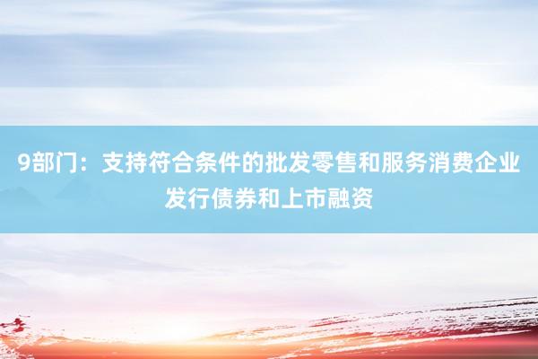 9部门：支持符合条件的批发零售和服务消费企业发行债券和上市融资
