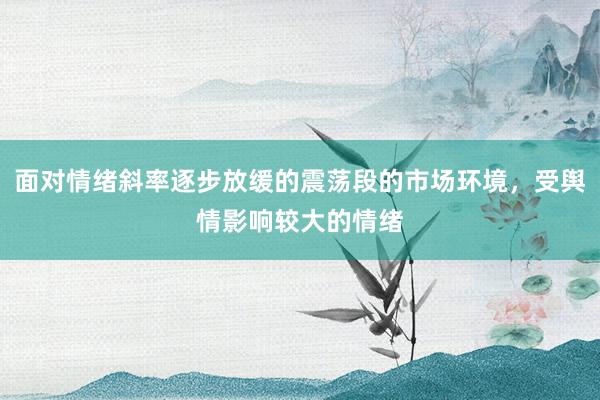 面对情绪斜率逐步放缓的震荡段的市场环境，受舆情影响较大的情绪