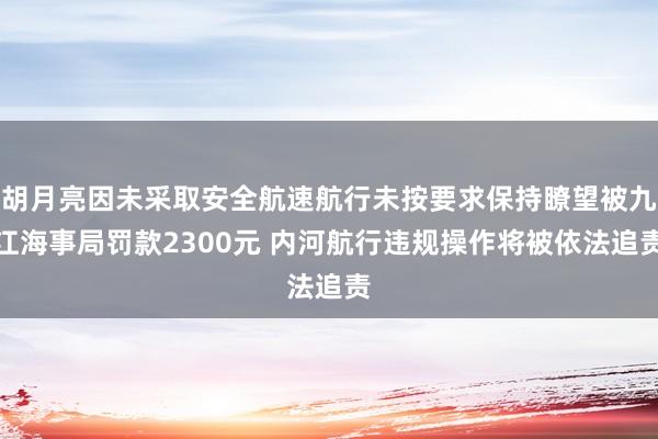 胡月亮因未采取安全航速航行未按要求保持瞭望被九江海事局罚款2300元 内河航行违规操作将被依法追责