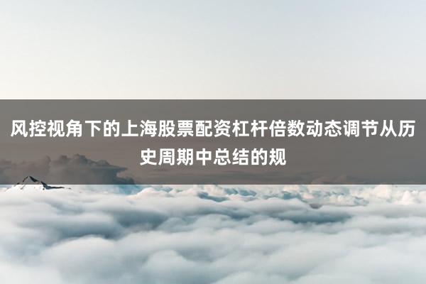 风控视角下的上海股票配资杠杆倍数动态调节从历史周期中总结的规