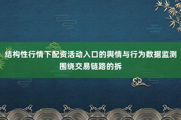结构性行情下配资活动入口的舆情与行为数据监测围绕交易链路的拆