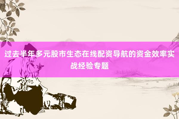 过去半年多元股市生态在线配资导航的资金效率实战经验专题