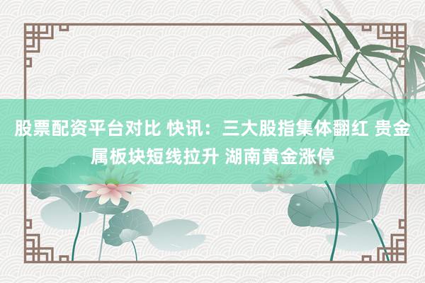 股票配资平台对比 快讯：三大股指集体翻红 贵金属板块短线拉升 湖南黄金涨停