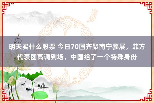 明天买什么股票 今日70国齐聚南宁参展，菲方代表团高调到场，中国给了一个特殊身份