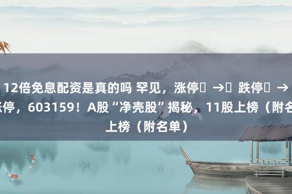 12倍免息配资是真的吗 罕见，涨停‌→‌跌停‌→‌涨停，603159！A股“净壳股”揭秘，11股上榜（附名单）