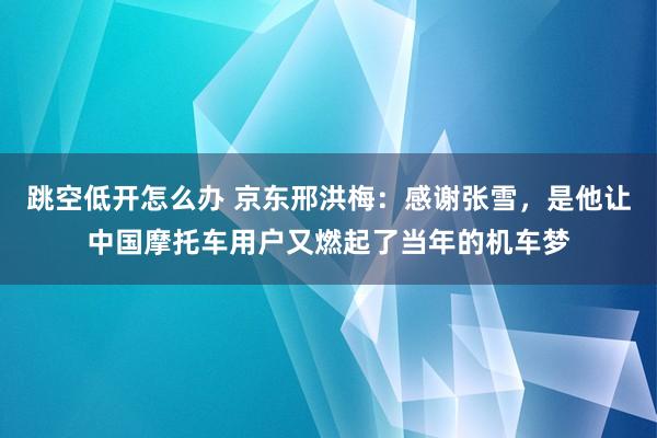 跳空低开怎么办 京东邢洪梅：感谢张雪，是他让中国摩托车用户又燃起了当年的机车梦