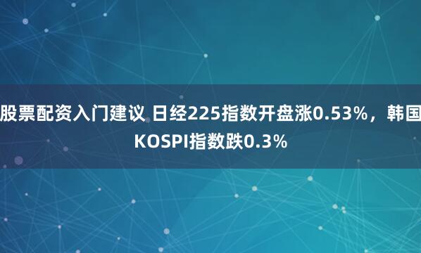 股票配资入门建议 日经225指数开盘涨0.53%，韩国KOSPI指数跌0.3%