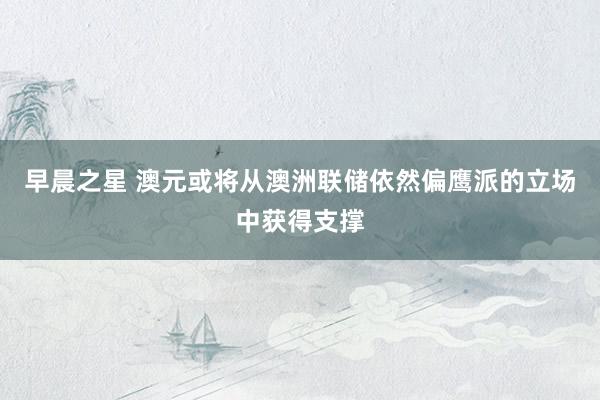 早晨之星 澳元或将从澳洲联储依然偏鹰派的立场中获得支撑