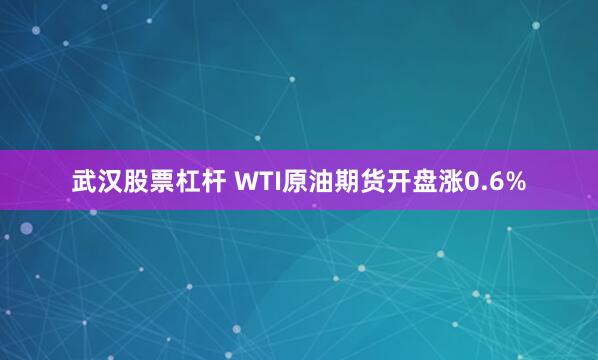 武汉股票杠杆 WTI原油期货开盘涨0.6%