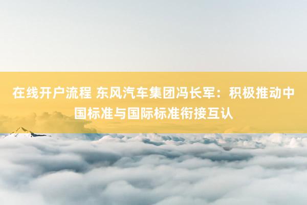 在线开户流程 东风汽车集团冯长军：积极推动中国标准与国际标准衔接互认